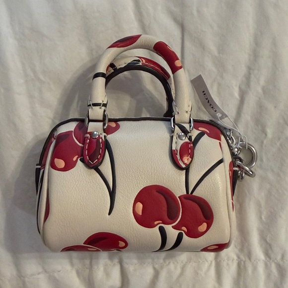Coach Cherry Print Women's Bag Charm- Cream and Red - Picture 2 of 4
